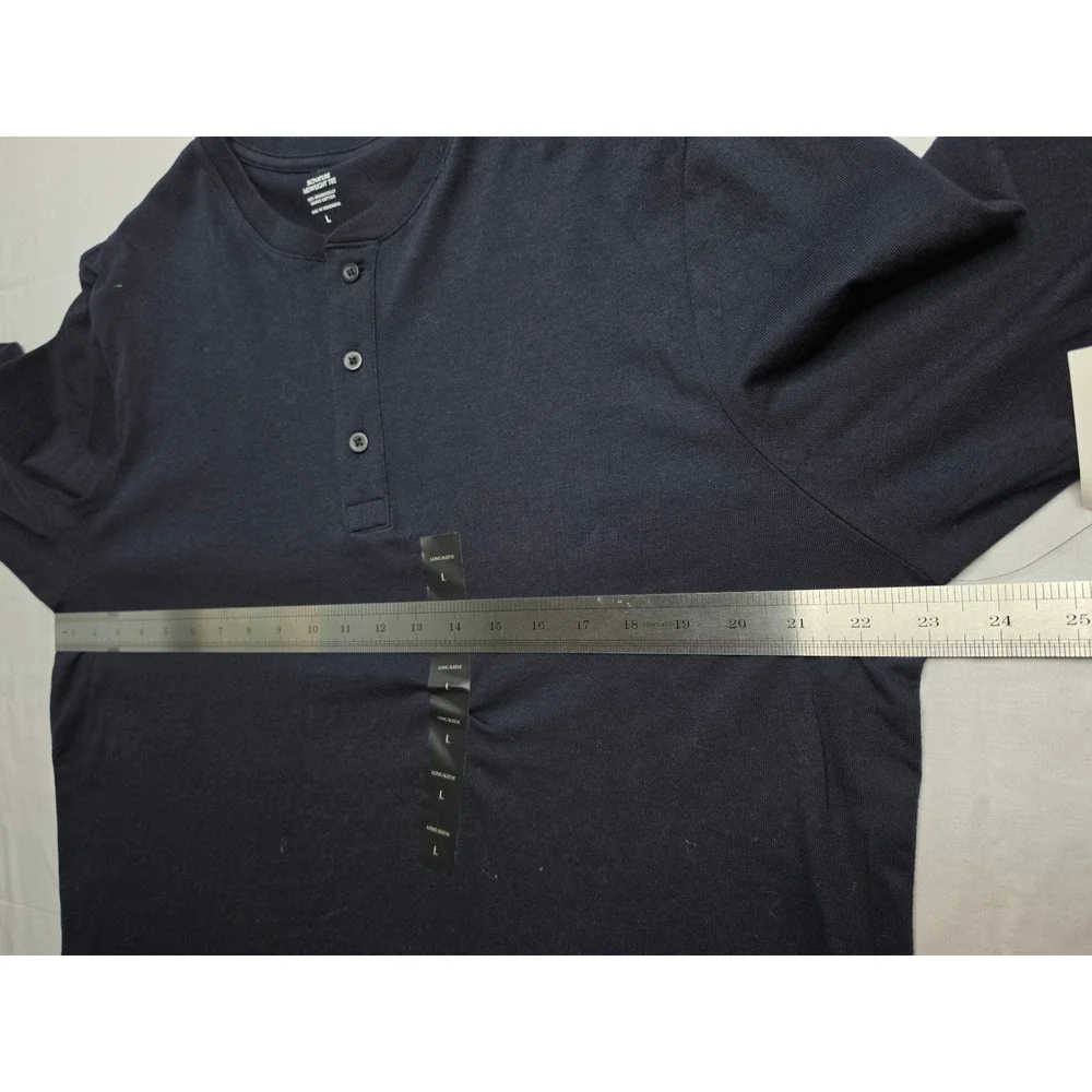 Banana Republic Signature Midweight Shirt Men Large Navy Henley Neck Relaxed Fit